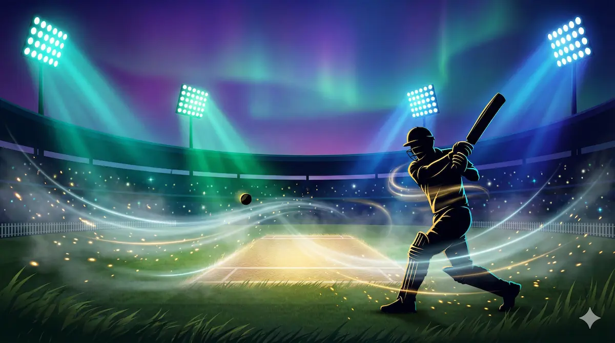 Super Smash New Zealand cricket illustration with wind and boundary effects for match prediction and betting tips