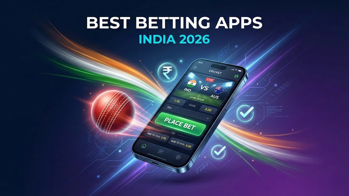 Best Cricket Betting Apps India 2026 - Mobile betting interface with cricket ball and UPI payments