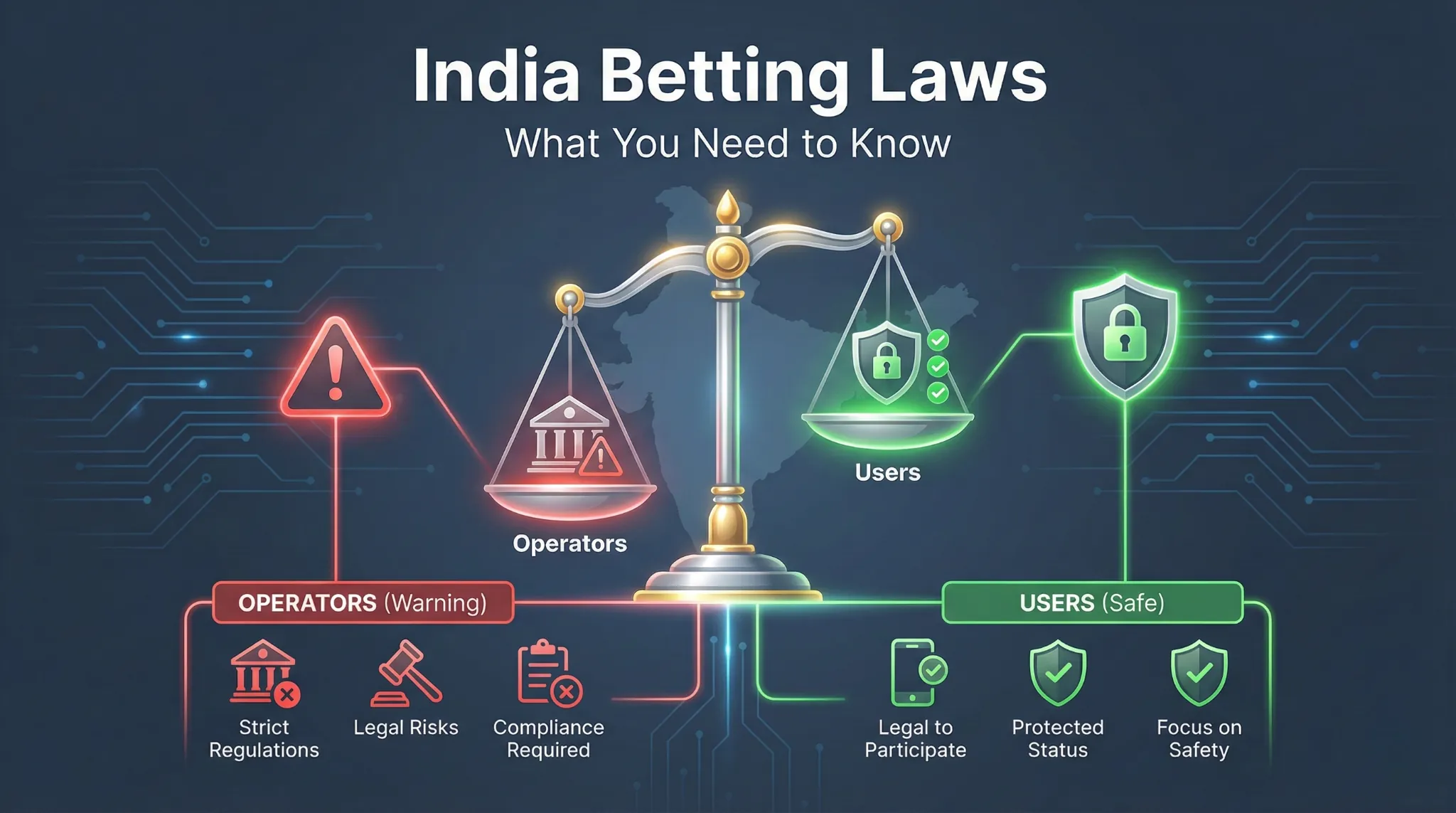 Understanding India's betting laws - legal framework showing operators face penalties while individual bettors are not enforcement targets