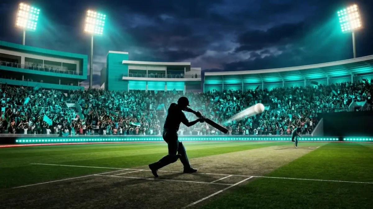 The Hundred 2026 betting tips - Cricket batsman under teal floodlights at an English stadium