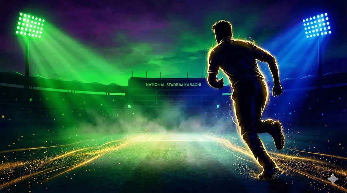 National Stadium Karachi cricket illustration showing PSL match conditions and venue analysis