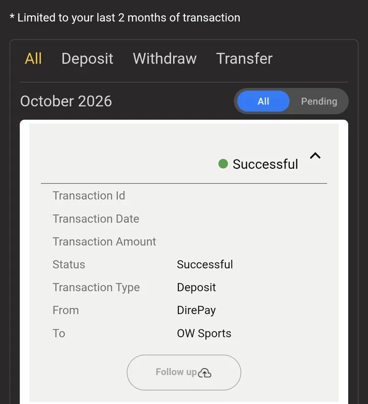 Dafabet history: a Successful DirePay deposit to OW Sports