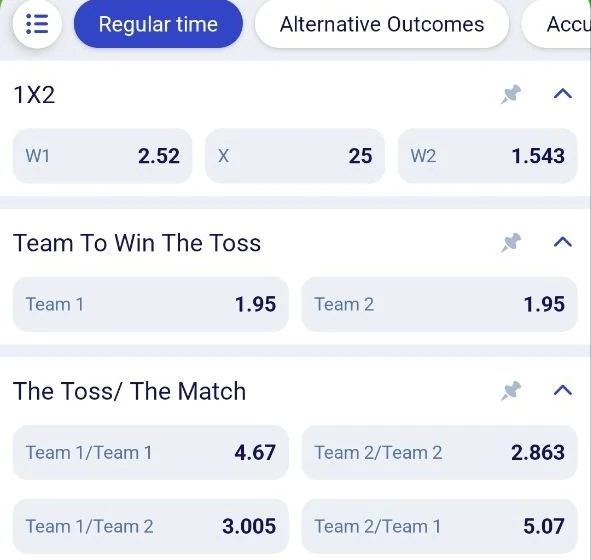 Paripesa match page for New Zealand v India with Team To Win The Toss and doubles on the toss and the match