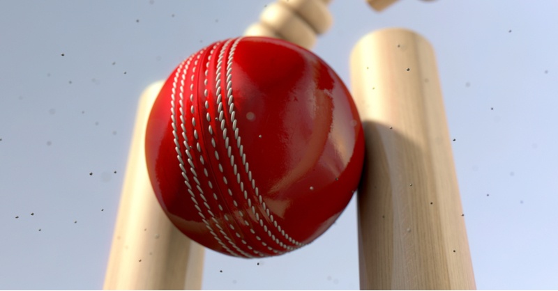 cricketball striking stumps