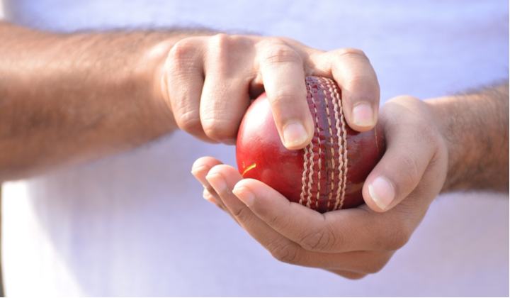 Cricket player holding ball